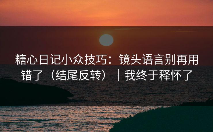 糖心日记小众技巧：镜头语言别再用错了（结尾反转）｜我终于释怀了