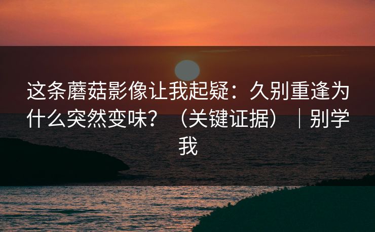 这条蘑菇影像让我起疑：久别重逢为什么突然变味？（关键证据）｜别学我