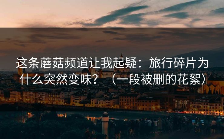 这条蘑菇频道让我起疑：旅行碎片为什么突然变味？（一段被删的花絮）