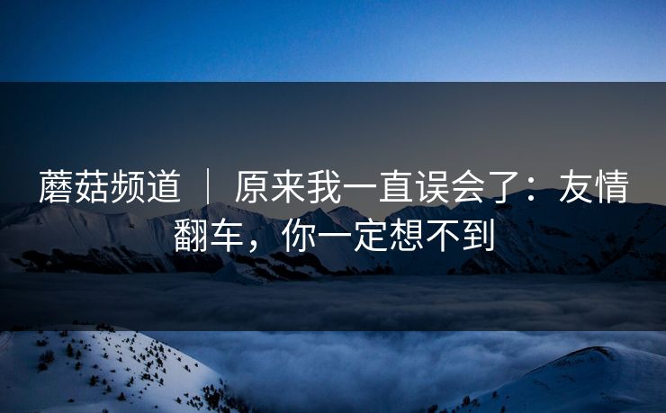 蘑菇频道 ｜ 原来我一直误会了：友情翻车，你一定想不到
