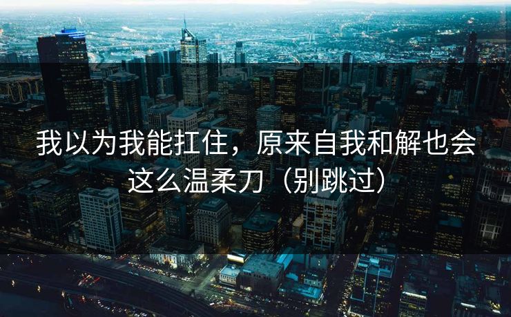 我以为我能扛住，原来自我和解也会这么温柔刀（别跳过）