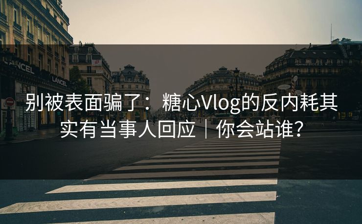 别被表面骗了：糖心Vlog的反内耗其实有当事人回应｜你会站谁？