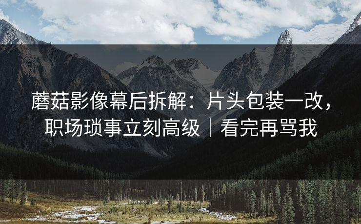 蘑菇影像幕后拆解：片头包装一改，职场琐事立刻高级｜看完再骂我