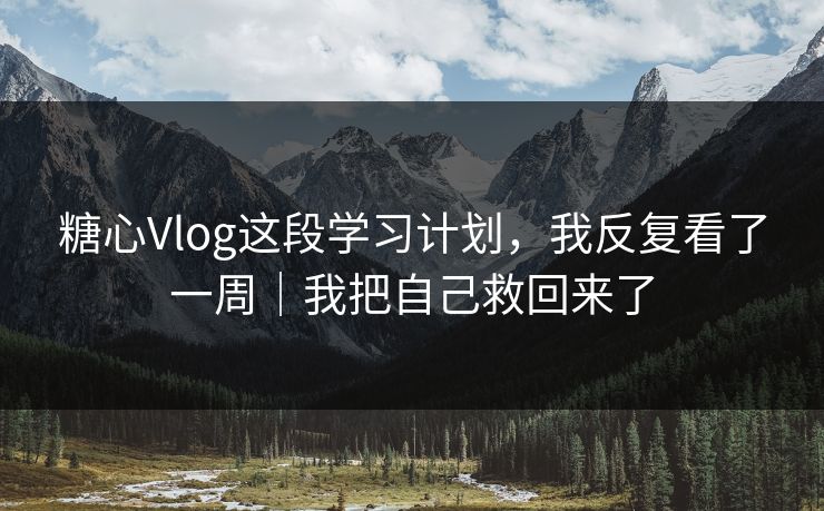 糖心Vlog这段学习计划，我反复看了一周｜我把自己救回来了