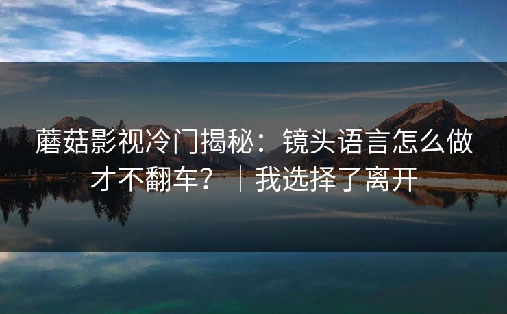 蘑菇影视冷门揭秘：镜头语言怎么做才不翻车？｜我选择了离开